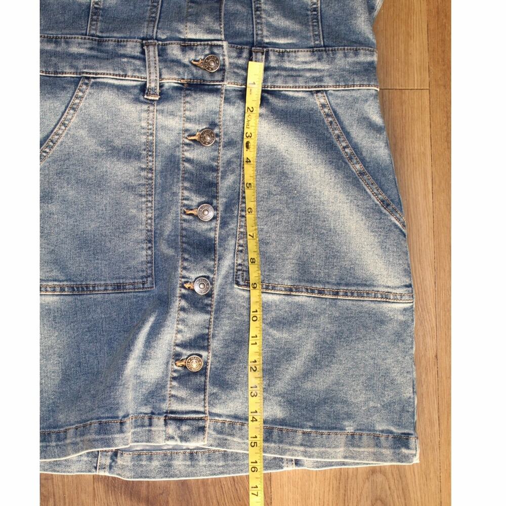 Peace Love Eco by Rewash Denim Mini Dress | Button Front | Short Sleeve | Size S - Picture 8 of 8
